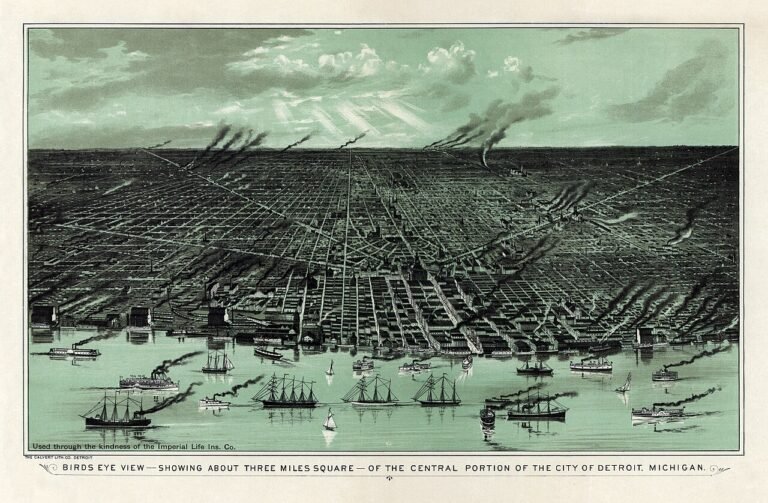 Bird's eye view of Detroit, Michigan, 1889 - . Calvert Lithographing Co..jpg