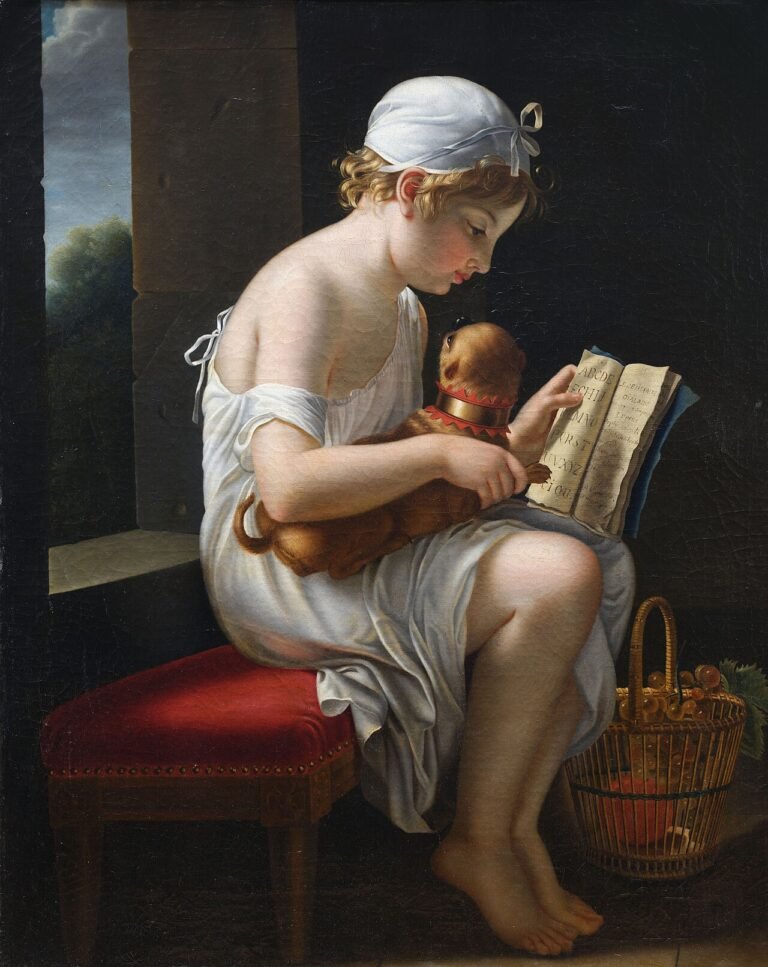 Jeanne-Elisabeth Chaudet (attributed to or after) - A little girl wanting to teach her dog how to read (Rouillac, 26 May 2024).jpg