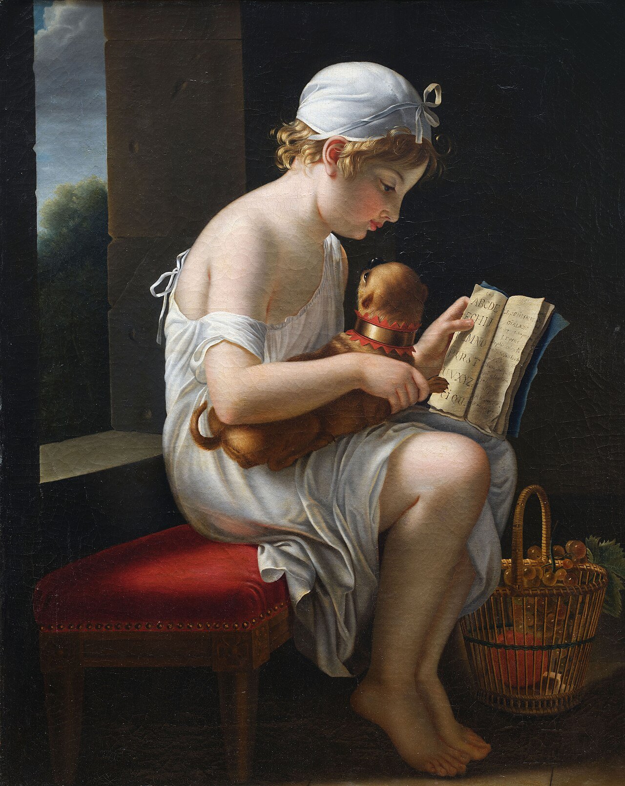 Jeanne-Elisabeth Chaudet (attributed to or after) - A little girl wanting to teach her dog how to read (Rouillac, 26 May 2024).jpg